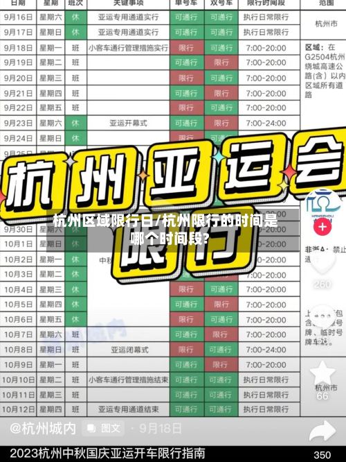 杭州区域限行日/杭州限行的时间是哪个时间段?-第2张图片