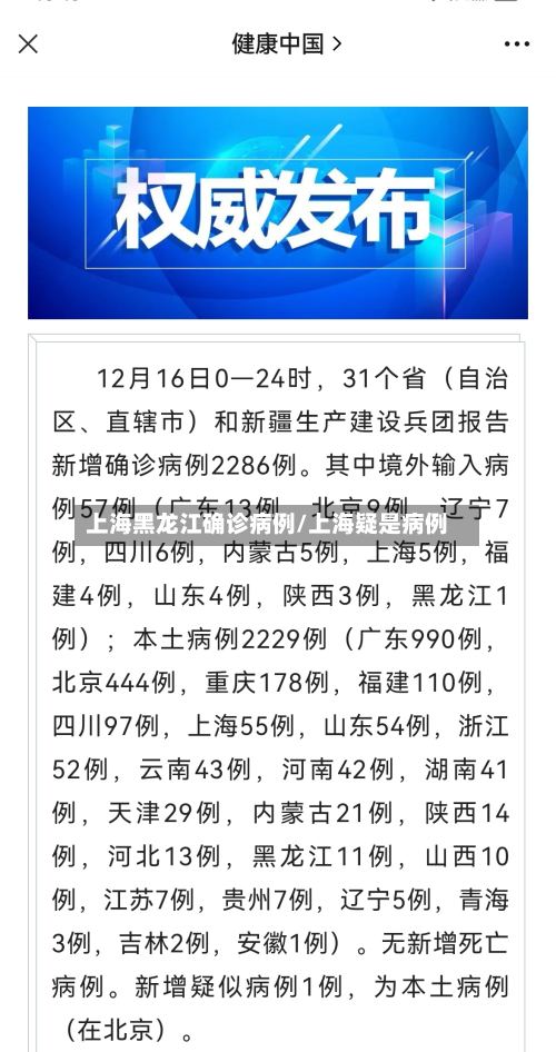 上海黑龙江确诊病例/上海疑是病例