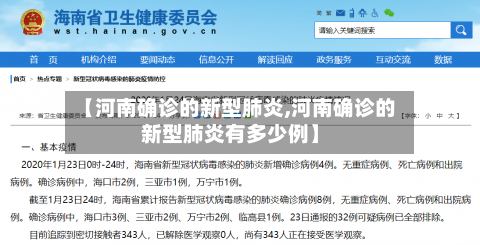 【河南确诊的新型肺炎,河南确诊的新型肺炎有多少例】-第3张图片